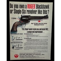 Sturm Ruger Co Blackhawk Revolver Print Ad Vintage 1982 Single Six Impro... - £7.82 GBP