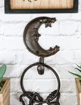 Pack Of 3 Rustic Cast Iron Celestial Half Crescent Moon And Stars Wall Hooks - £22.37 GBP