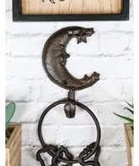 Pack Of 3 Rustic Cast Iron Celestial Half Crescent Moon And Stars Wall H... - £21.98 GBP