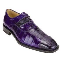 Men Belvedere Mare Genuine Ostrich Eel Leather Lace up Purple Shoes Lace Up 2P7 image 10