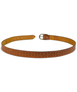 Vtg Hand Tooled Leather Belt-Brown-Brass Buckle-Western-30 - $25.00