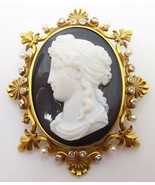 Authenticity Guarantee 
14k High Relief Black and White Cameo Pin Pendan... - £1,865.13 GBP
