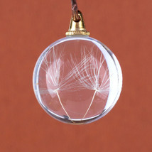 Dandelion Seed Pendant Glass Heart Charm Garden Seed Findings Gold Top 20mm - £2.33 GBP