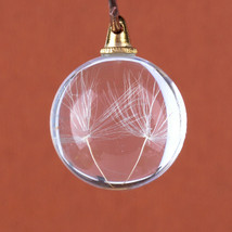 Dandelion Seed Pendant Glass Heart Charm Garden Seed Findings Gold Top 20mm - $2.99