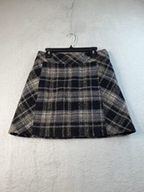 Free People A Line Skirt Womens Size 0 Black Tan Plaid Flannel Wool Back... - $17.49