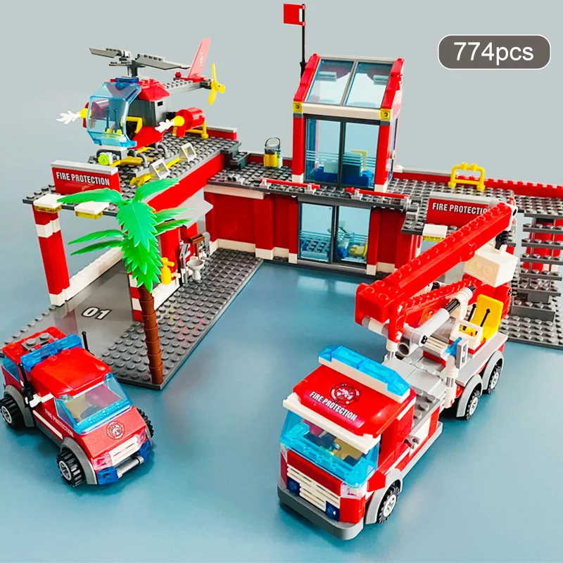 KAZI 774pcs Fire Station Model Building Blocks City Construction Firefighter - £48.12 GBP