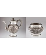 S Kirk &amp; Son Hand Chased Repousse Coffee Pot and Waste Bowl 474 Gorgeous - $4,840.59 CAD