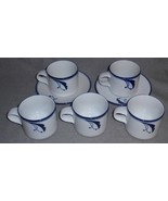 7 pc Dansk Flora BAYBERRY BLUE PATTERN Five Cups w/Two Saucers MADE IN J... - $547.14 MXN