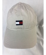 TOMMY HILFIGER Mens block Flag  Logo Strapback Dad Hat Cream Beige Tan - $19.78