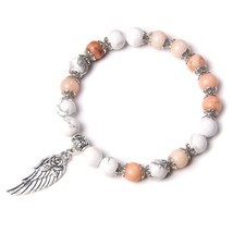Handmade Silver Color Rose Angel Wing Pendant Bracelet Natural Pink Quartz Cryst - £10.30 GBP