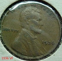 Lincoln Wheat Penny 1936 VF  - $3.00