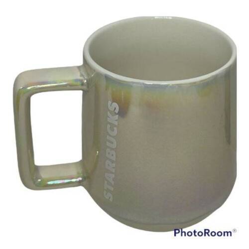 Starbucks 2019 White Iridescent Rainbow Drip Ceramic Coffee Mug Cup 12 oz. - $15.69