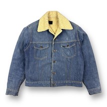 Vintage Roebucks Sears Men 44 R Sherpa Lined Denim Jean Barn Jacket Coat... - $27.71