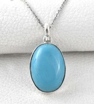 925 Sterling Silver Sleeping Beauty Turquoise Gemstone Handmade Pendant PS-2539 - £27.88 GBP