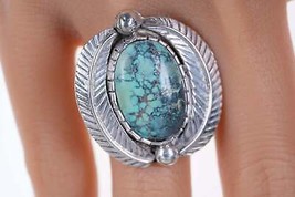 Sz7 Large Vintage Native American sterling and turquoise ring - £132.49 GBP