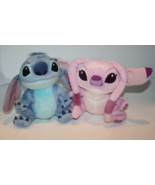 Disney Lilo STITCH ANGEL Doll 8" Plush Blue Pink Soft Toy Stuffed Alien Set of 2 - $14.66