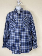 Duluth Men Size L Blue Plaid Button Up Shirt Long Sleeve Pockets Outdoor - $10.43