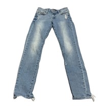 Lucky Brand Jeans Girls 2/23 Blue Denim Distressed Frayed Hem Mid-Rise Straight - £21.18 GBP