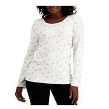 Karen Scott Womens S Winter White Star Print Long Sleeve Scoop Neck Top ... - $19.59