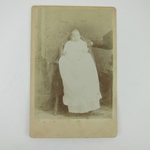 Cabinet Card Photograph Baby in White Sits Chair Mom&#39;s Arm Holds Up Antique - £7.81 GBP