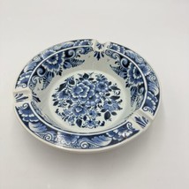 Vintage Delft Blue White Pottery Ashtray Painted Floral Porcelain Bowl Holland - £48.27 GBP