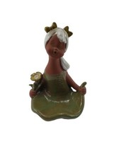 Vintage Ceramic Green Girl w Flower Figurine Made in Japan - £15.11 GBP