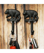 Set of 2 Rustic Western Black Bear Roaming The Forest Cast Iron Wall Coa... - £14.15 GBP