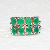 Gorgeous Natural Indian Emerald Gemstone Ring, Birthstone Ring, 925 Sterling Sil - £39.68 GBP