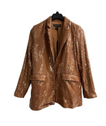 Rachel Zoe Blazer Womens S Copper Metallic Sequin Jacket Open Front Even... - $55.78