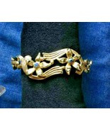 S &amp; G Fifth Ave. Blue Rhinestone Gold-tone Flower Hinge Bracelet 1950s v... - £11.95 GBP