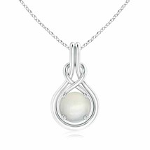Authenticity Guarantee 
Moonstone Solitaire Infinity Knot Pendant in 14K Whit... - £657.95 GBP