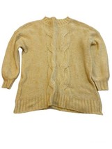 Aerie Happy Place Pale Yellow Oversized Cable Knit Sweater Wool Blend Size S/P - £23.12 GBP