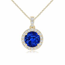 ANGARA Blue Sapphire &amp; Diamond Pendant in 14K Yellow Gold (AAAA, 1.14 Ct) - £2,552.02 GBP