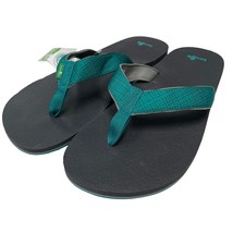 Sanuk Flip Flops Mens 14 Teal Gray Comfort Sandals Yoga Mat Slipper Off ... - £49.74 GBP