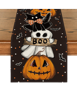 Polka Dot Ghost Pumpkin Cat Boo Halloween Table Runner, Bat Seasonal Fall - $303.35 MXN