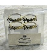 !   Bee &amp; Willow Christmas Napkin Ring Set in Gold (Set of 4) PEACE - €23,86 EUR