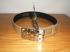 Belt Shak S/P Golden Rhinestone Belt Linked W/BRASS &amp; Leather Nwt - £7.75 GBP