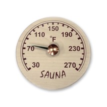 Free Shipping! Round Pine Thermometer (5 1/2&quot; Diameter), Sauna Thermometer - $39.99