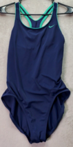 Nike Swimsuit Women&#39;s Medium Navy Sleeveless Round Neck Logo Cross &amp; Ope... - £18.07 GBP