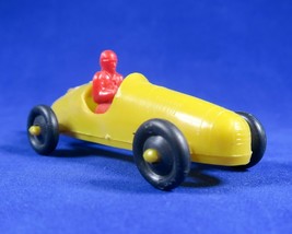 Yellow Plastic Toy Racer with Driver Vintage Mini Race Car - $19.70
