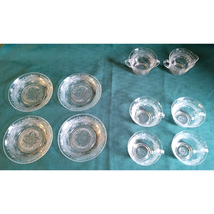 Macbeth Evans 1930&#39;s &quot;S&quot; Pattern Stippled Rose Band Clear Crystal Tea Se... - $23.46