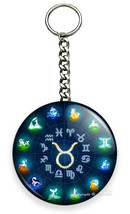 Taurus Zodiac Horoscope Lucky Astrology Sign Keychain Key Chain Ring Gift Idea - £12.38 GBP+