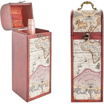 Map Wooden Treasure Chest Wine Box Keepsake Trunk For Home Decorative St... - £32.04 GBP