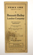 Vintage Bennett Bailey Lumber Company 1943 Price List Pamphlet Minneapol... - $25.00