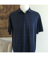 Vintage Men&#39;s Plaid Navy Polo Shirt Size XL Short Sleeve By KT Classic Blue - £17.90 GBP