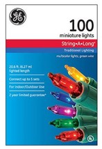 GE String A Long 100 Miniature Multicolor Lights Green Wire Indoor Outdo... - $9.00