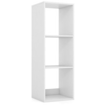 3 Cube Bookshelf with Back Guardrail for Living Room Bedroom-White - Col... - $67.00