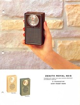 Zenith Royal 40-G Shirt Pocket Radio Dealer Spec Sheet - £14.62 GBP