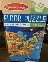 Melissa &amp; Doug USA United States Map Floor Kids Puzzle Teaches Geography Shapes - £12.56 GBP