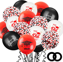 75Pcs Graduation 2023 Decorations Balloons Kit - 12 Inch Black Red Confe... - £11.14 GBP